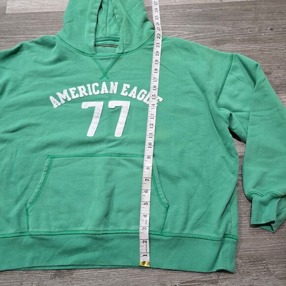 Vintage American Eagle 77 Green Scoop Kangaroo Hoodie Sweater Y2k Sweatshirt - Picture 6 of 7